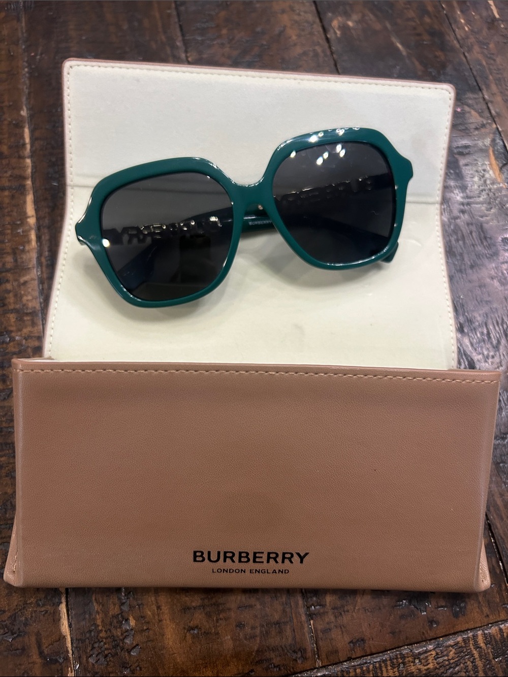 Burberry Teal Oversized Round-Square Sunglasses